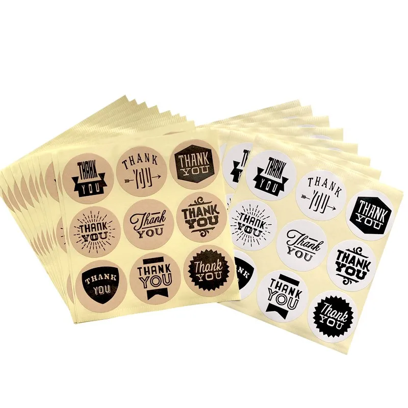 

90 Pcs/lot White THANK YOU Kraft Paper Thank You Stationery Label Sticker Students' DIY Retro Seal Sticker For Handmade Products