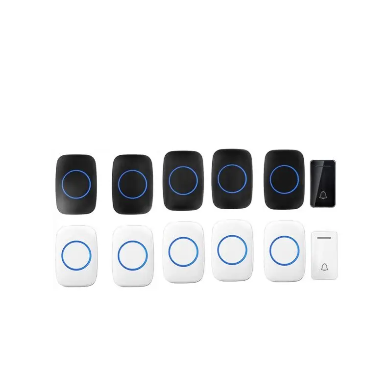 Wireless Door Bell Set 5 Receiver Emitter Free of Battery Cordless Doorbell IP44 200 Meters Chime By 110-240V SOS Button Ring