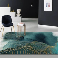 green abstract ink painting decor living room rugs new chinese golden line landscape pattern carpet home bedroom bedside mat rug