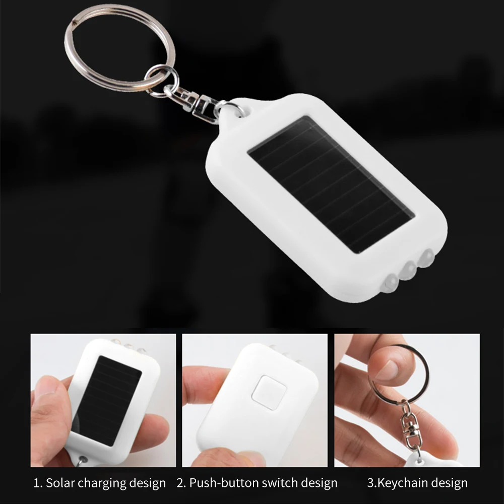 

1PCS ABS Resin Solar Keychain Flashligh With 3 LED Light For Camping Hiking Searching Lighting Tool Daily Carrying