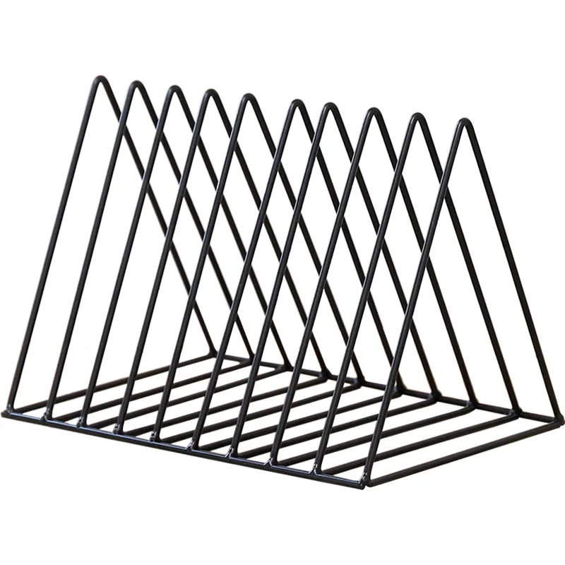 

Nordic Style Ornaments Triangle Rose Gold Book Stand Metal Telescopic Folding Bookshelf Magazine Rack