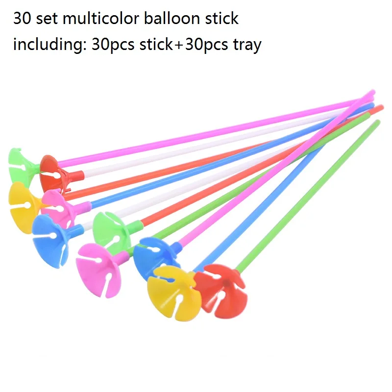 30pcs balloon stick 10 шт. 30 см латексный держатель для воздушных шаров лоток белая трубка из ПВХ держатель воздушных шаров для свадьбы День рождения DIY шарики для украшения Аксессуары - Цвет: 30pcs balloon stick