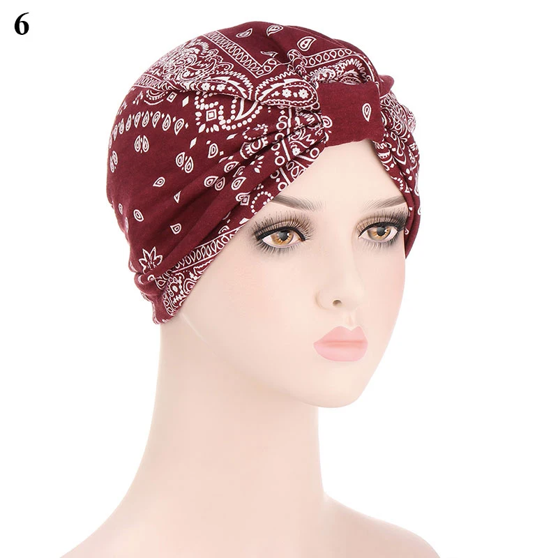 

Cashew Flower Turban For Women Muslim Hijab Hat Western Style Bag Hat Stylish Lady Hat Printed Hat Distinctive Baotou Cap