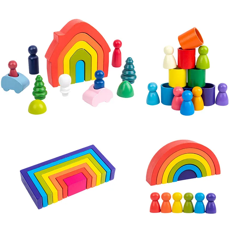 Набор деревянных строительных блоков легкий натуральный балансировочный блок