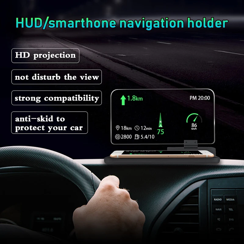

HUD Smarthone Navigation Holder Display Auto Electronics Overspeed Security Alarm Windshield Screen Projector Display Auto Parts