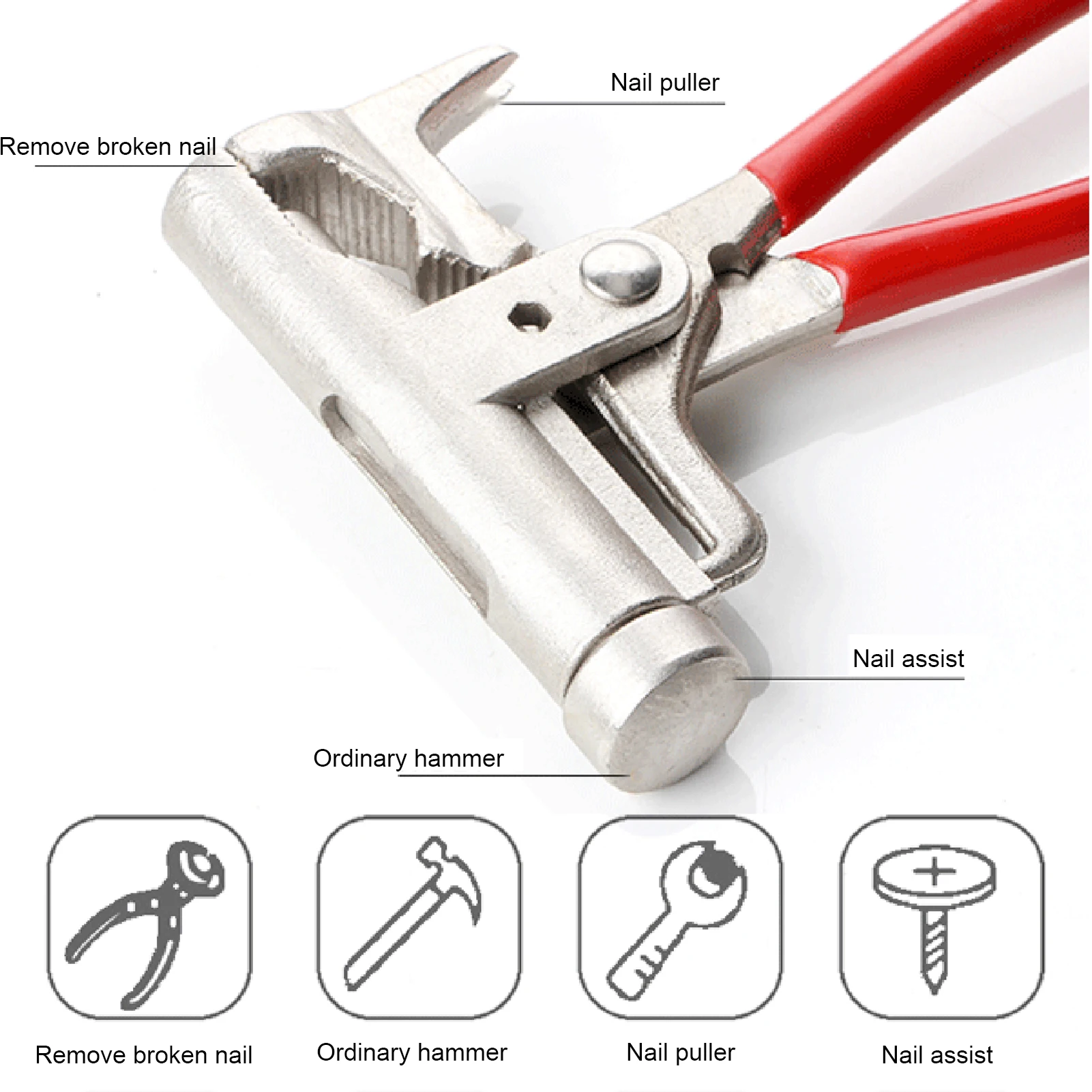

10 in 1 Multifunctional Hammer Integrated Pliers Wrench Screwdriver Hand Tool High Quality Material Durable Hammer