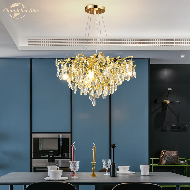 

Modern Luxury Chandeliers Lighting Crystals Gold Lustre LED Lights for Kitchen Dining Room Living Room Bedroom Villa Hotel
