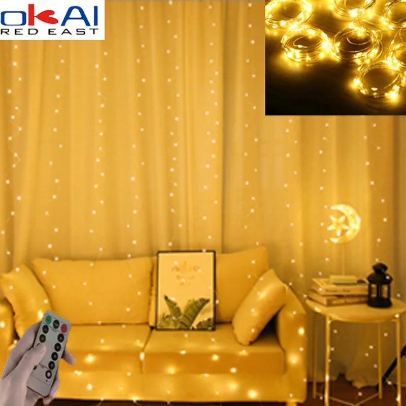 

LED String Lights Christmas Decoration Remote Control USB Wedding Garland Curtain 3M Lamp Holiday For Bedroom Bulb Outdoor Fairy