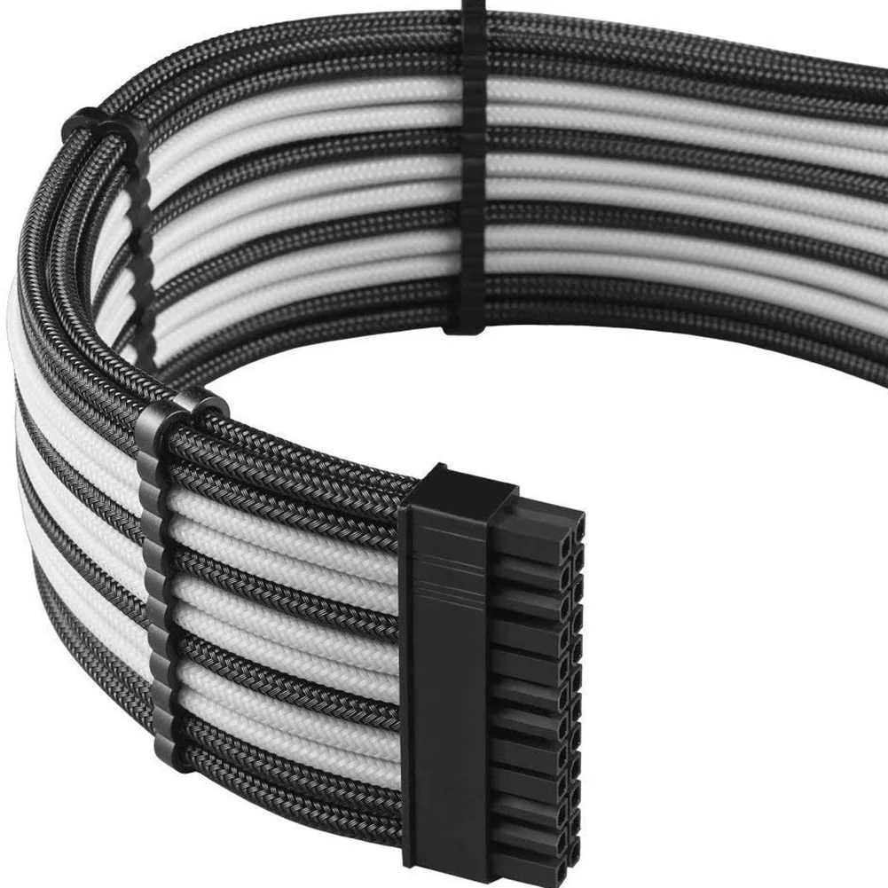 12 дюймов PC компьютер рукавами удлинитель питания комплект кабеля 18AWG 24Pin ATX 4 + 4Pin EPS