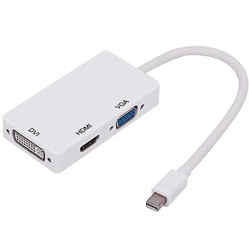 Новый 3-в-1 Mini-display Port DP папа-HDMI-совместимый/DVI/VGA мама кабель преобразователя для Apple