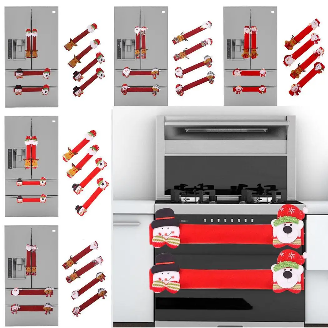 Кухня Санта Снеговик холодильник дверные ручки крышки дома Рождество мультфильм