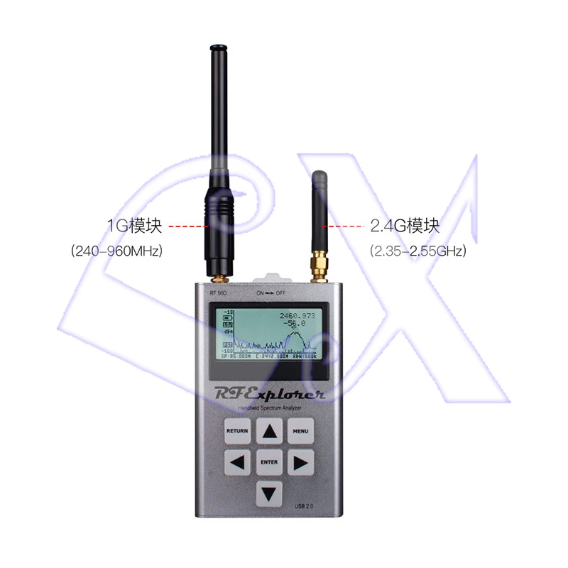 

RF Explorer ISM Combo Handheld Digital Spectrum Analyzer LCD Display 240-960 MHz 2.35-2.55 GHz 113*70*25mm High Capacity