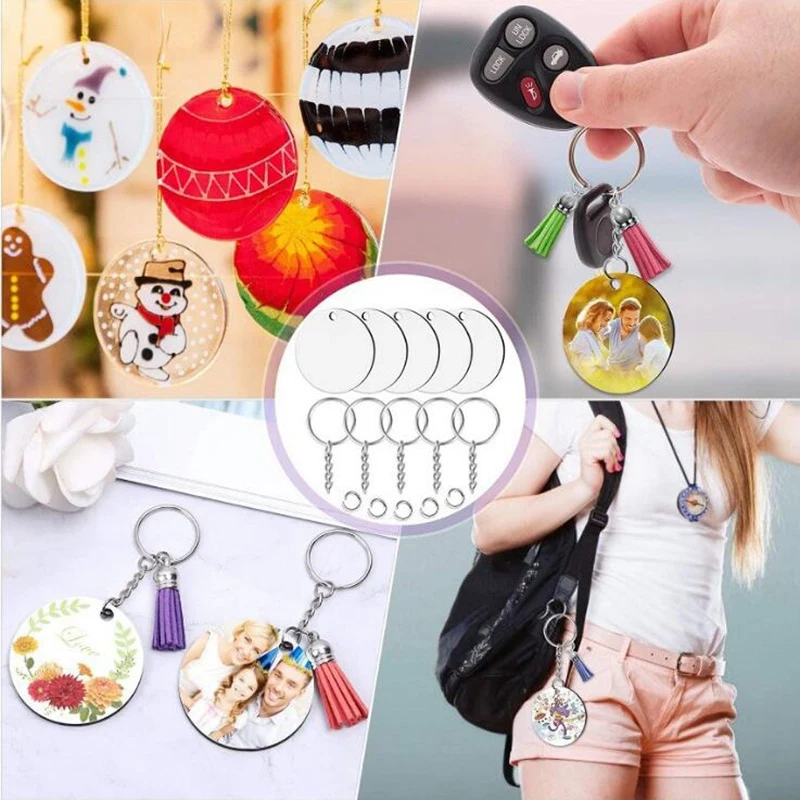 

Keychain Blanks,Keychains Tag Bulk with Heat Transfer Double-Side Sublimation Blanks, Key Chains,Jump Rings for DIY