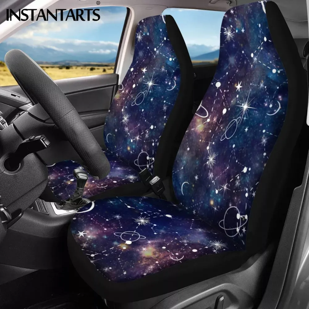 

INSTANTARTS Galaxy Blue Star Printing Vehicle Seat Covers Front Seat Breathable Car Interior Seat Protector Interior Accessories