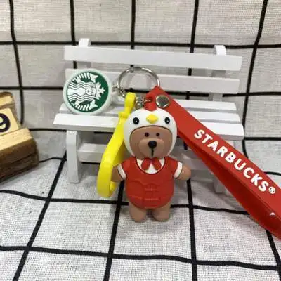 10 Милые Носки с рисунком медведя из мультика брелок, подарки для Для женщин для подростковых школьницах Подвески медведи Брелоки ювелирные украшения Брелки Porte Clef подарок в Кофе магазин - Цвет: 10
