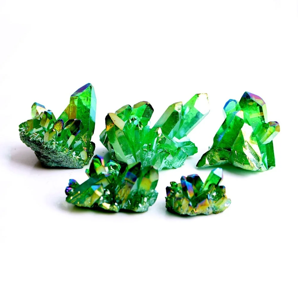 1 шт. новый зеленый Гальванизированный Vug Кристалл образец кварца кристалл