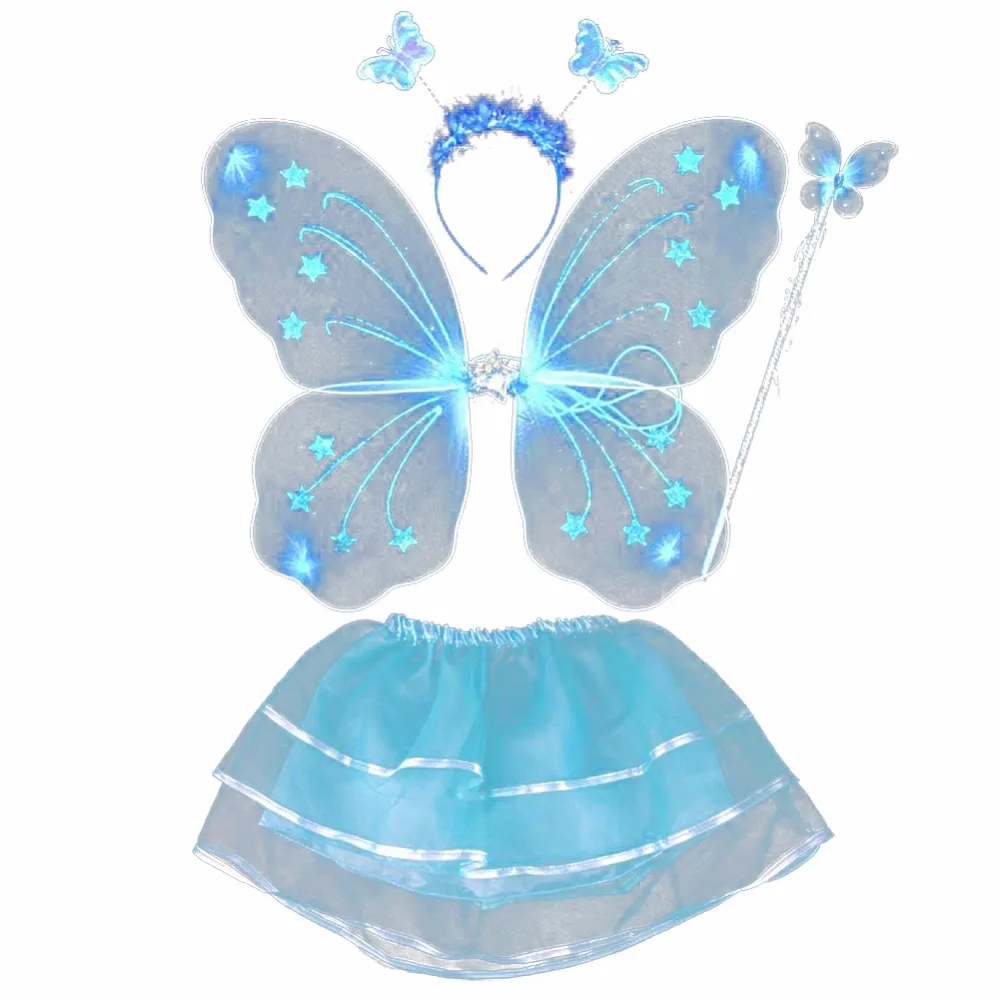 Детские костюмы Феи на Хэллоуин Рождество 4 шт. головная повязка с крыльями