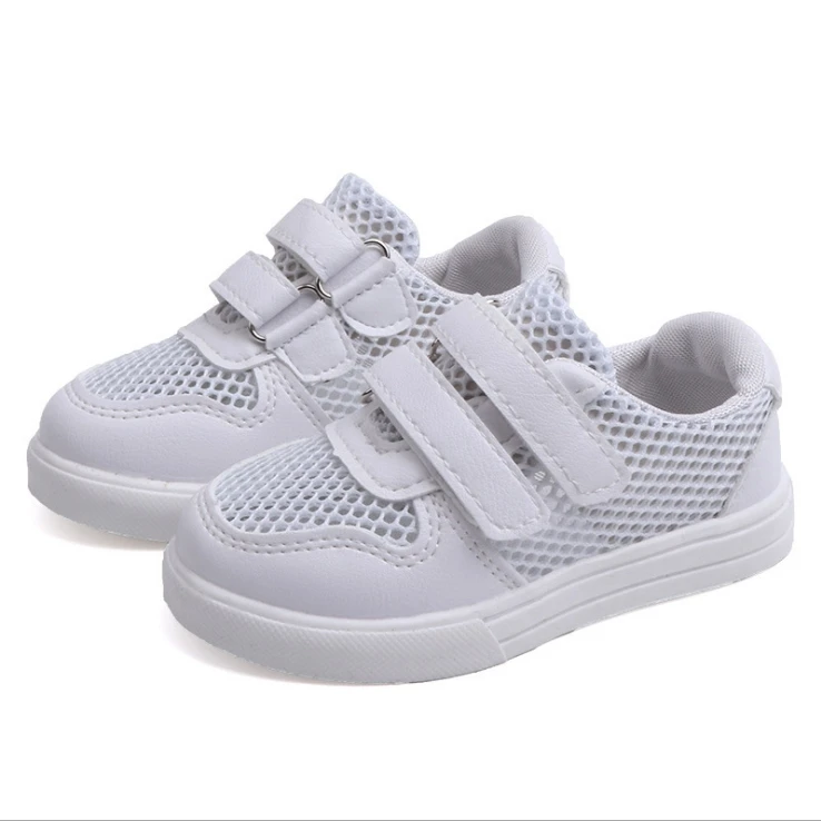 

2019 summer new children's net shoes Korean boys and girls solid color sports shoes casual white shoes breathable non-slip