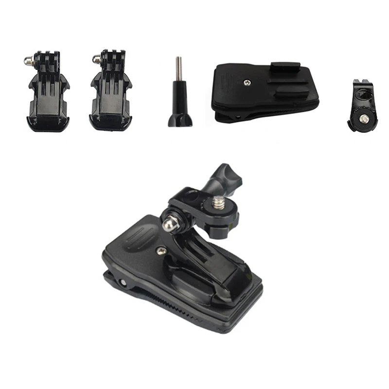 Поворотный на 360 градусов зажим для рюкзака шляпы с J образным крючком мыши GoPro Xiaomi