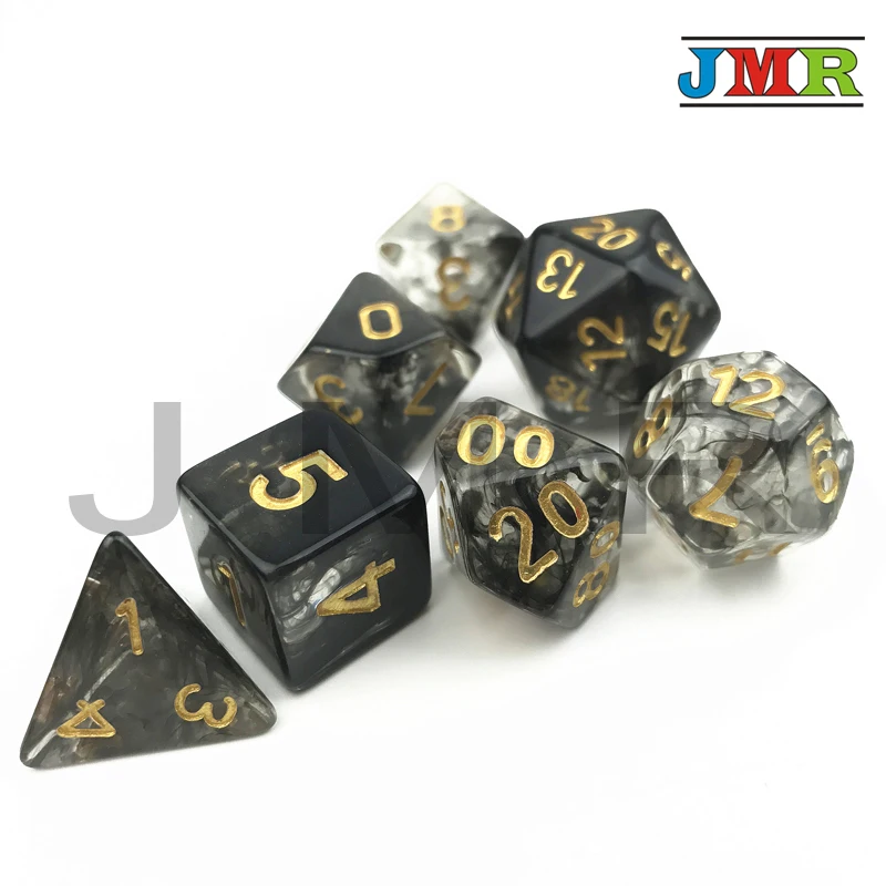 Высокое качество Nebular Juegos De Mesa Dados черные игральные кости набор D4 D6 D8 D10 % D20 для DnD Rpg