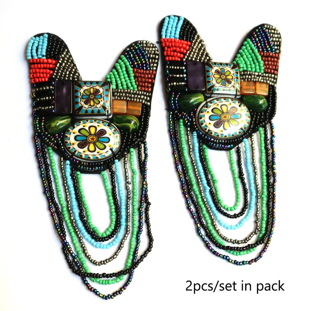 

2pcs/set folk tassel Beaded epaulette for clothes Punk Coat Suit DIY Fashion Tassel Badge Epaulets Shoulder Patches appliques
