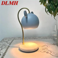 dlmh modern creative table lamp cartoon marble candle desk light led for home bedroom decoration