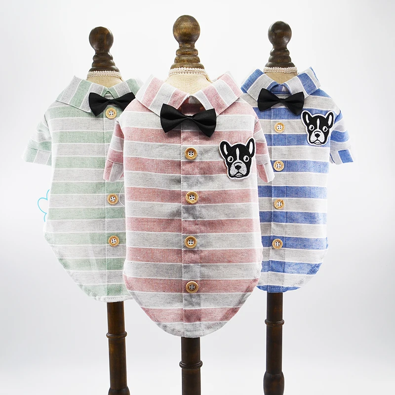 

Summer Pet Dog Clothes For Small Dogs Fashion Puppy T-shirt Shirts Cotton Pet Clothes With Bow Tie Pug French Bulldog Clothing