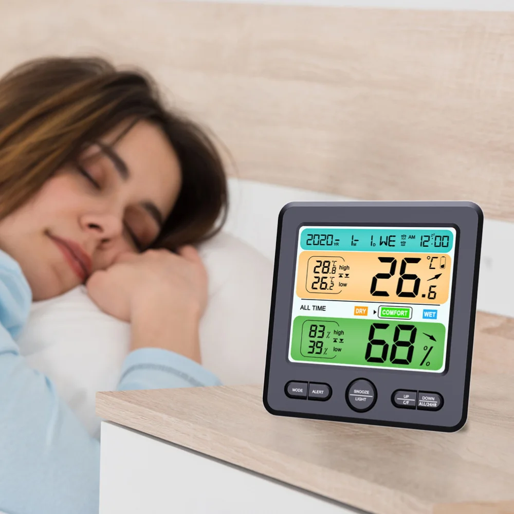 

1Pc Home Wall Mount Electric Hygrometer Clock with Battery
