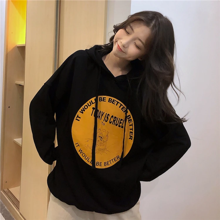 Новинка весна лето 2020 Корейская версия Свободная блузка с капюшоном в стиле