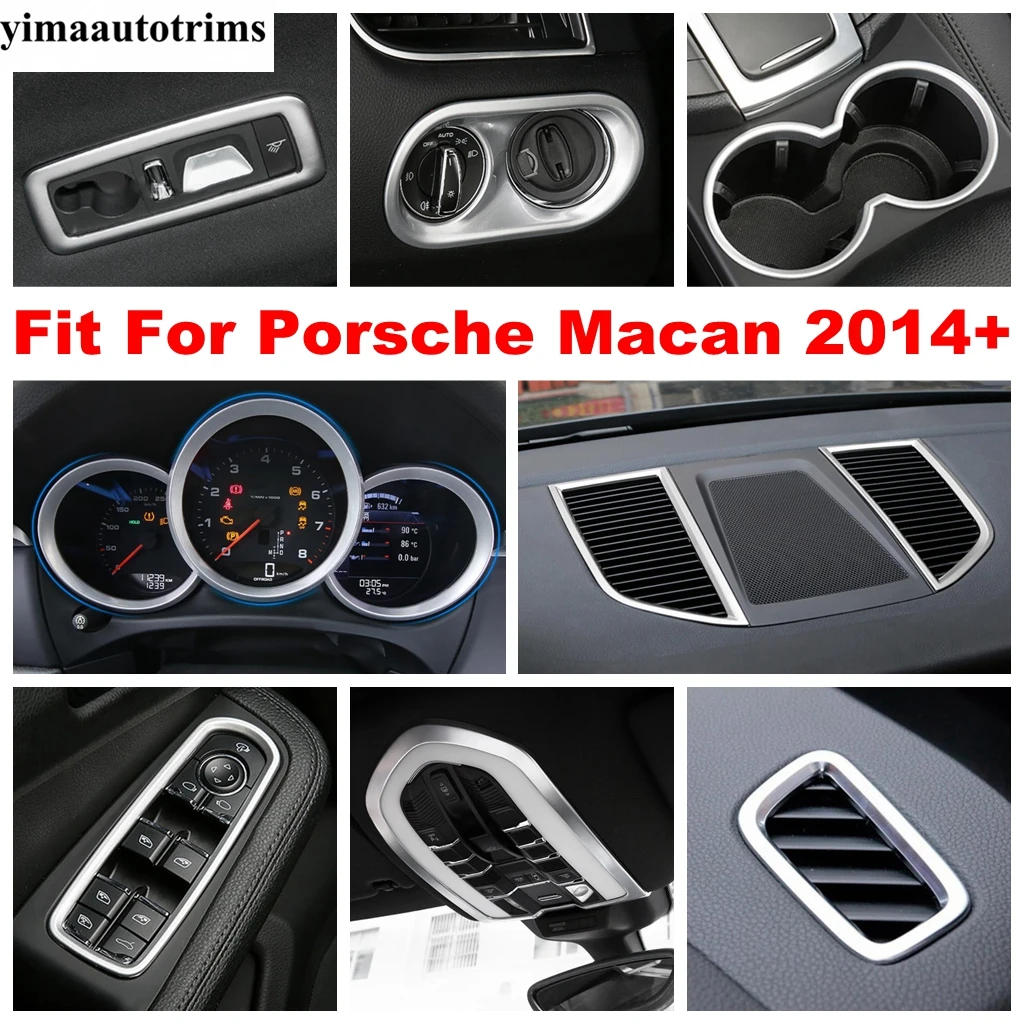 

Dashboard Frame / AC Air / Head Light / Window Lift / Water Cup Cover Trim For Porsche Macan 2014-2020 ABS Interior Accessories