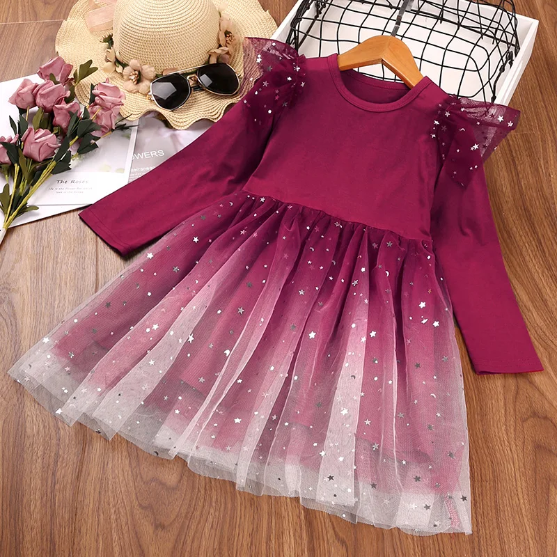 HE Hello Enjoy Girl Gold Velvet New Year Dress 2022 Girls Kids Teens Lace Flower Princess Elegant Dresses Children Clothes 4-12Y