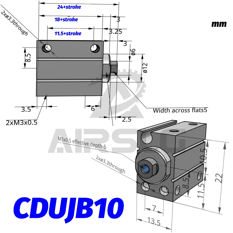 CUJB4 Мини крепление цилиндр CDUJB6 скважины 4 6 8 10 мм ход 4 6 8 10 15 20 25 30 двойного действия CDUJB8-10D CDUJB10-20D CUJB6-15