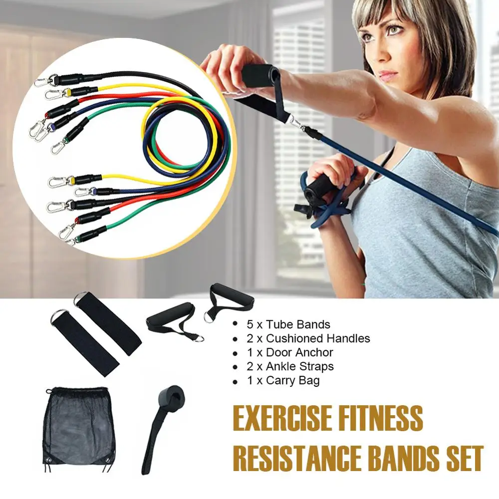 11 шт. фитнес Тяговая веревка Резистентные ленты латексная сила тренажеры для