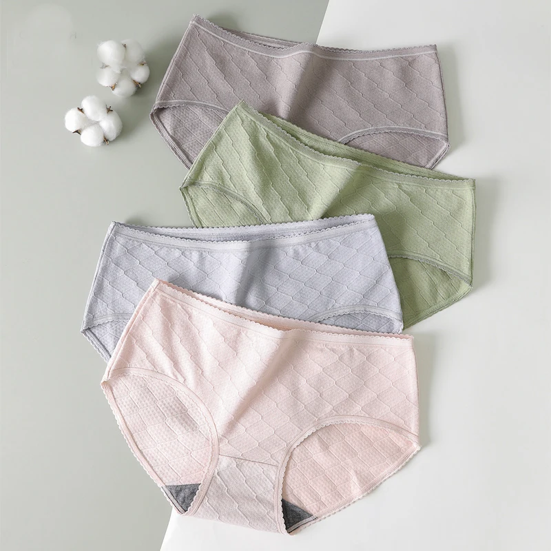 

Panties Briefs Underwear Women Calcinhas Briefs Breathable Solid Color Pure Cotton Soft High Quality All Sizes Mid