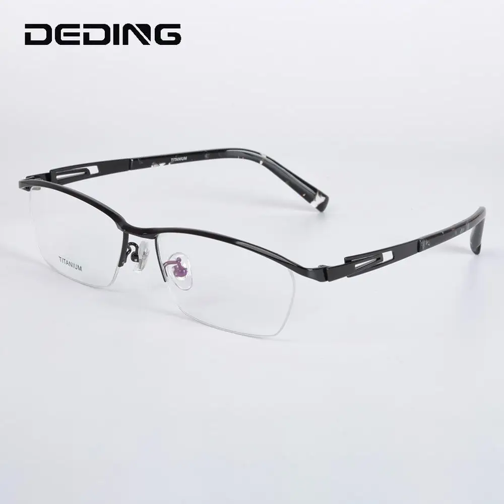 

Чистый титан полуобода очки оправа для мужчин гибкий висок очки по рецепту Близорукость оптическая оправа очки DD1586