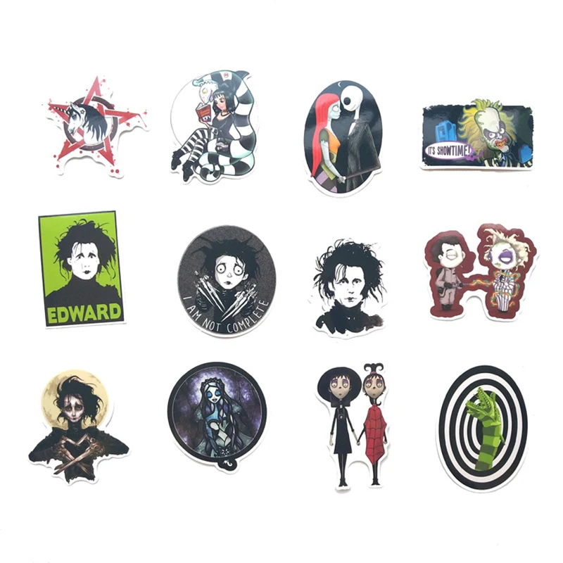 61pcs Stickers Tim Burton Classic Movie Edward Scissorhands Graffiti Sticker For Skateboard Laptop Bicycle Waterproof Decals F4