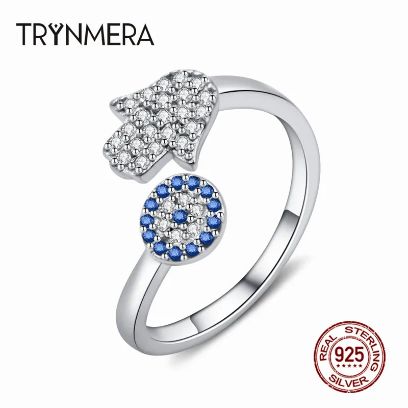 Trynmera 925 пробы серебра с клипсами Дурной глаз голубыми глазами и Хамса рука Фатима