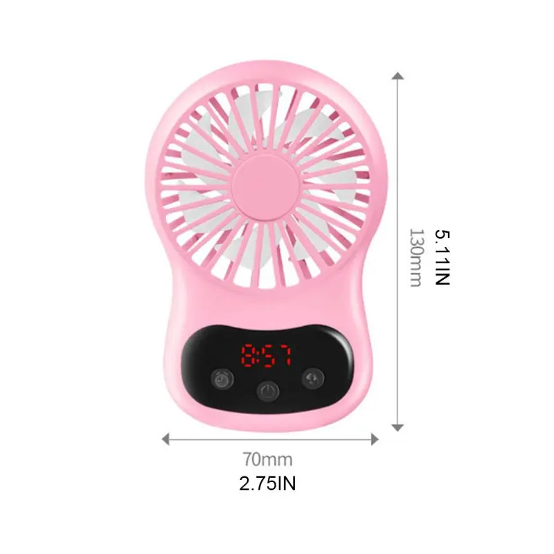 

Portable Creative Desktop Fan with Clock USB Rechargeable Handheld Air Cooler
