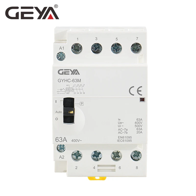 GEYA ручной контактор 4P 40A 63A 4NO или 2NO2NC 220 В din рейку бытовой AC модульный