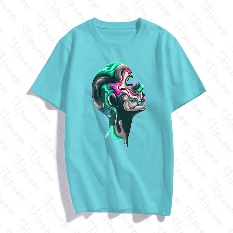 Абстрактный женское лицо Футболка для женщин в Корейском стиле Стиль Розовый