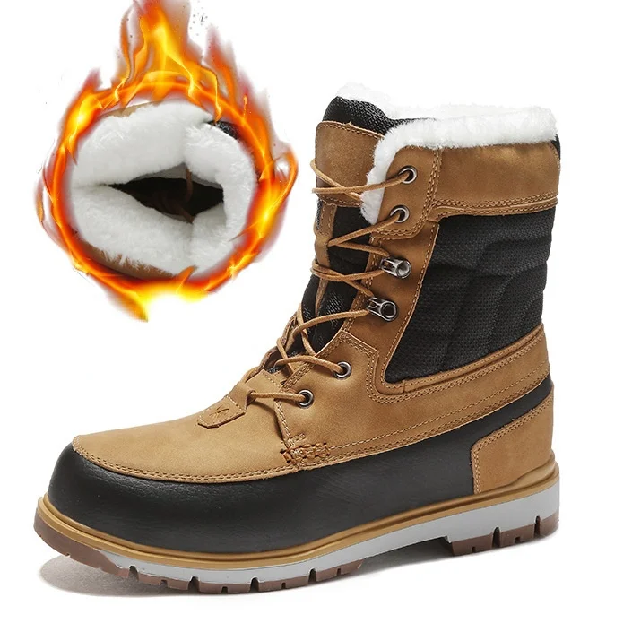 

Men's High-top Snow Boots Winter Warm Men Hiking Boots High Quality Waterproof Leather Boot Outdoor Non-slip Men Platform Shoes
