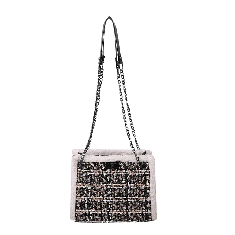 

On the new Korean fashion autumn bag new tide casual shoulder armpit bag portable Joker plaid women's bag