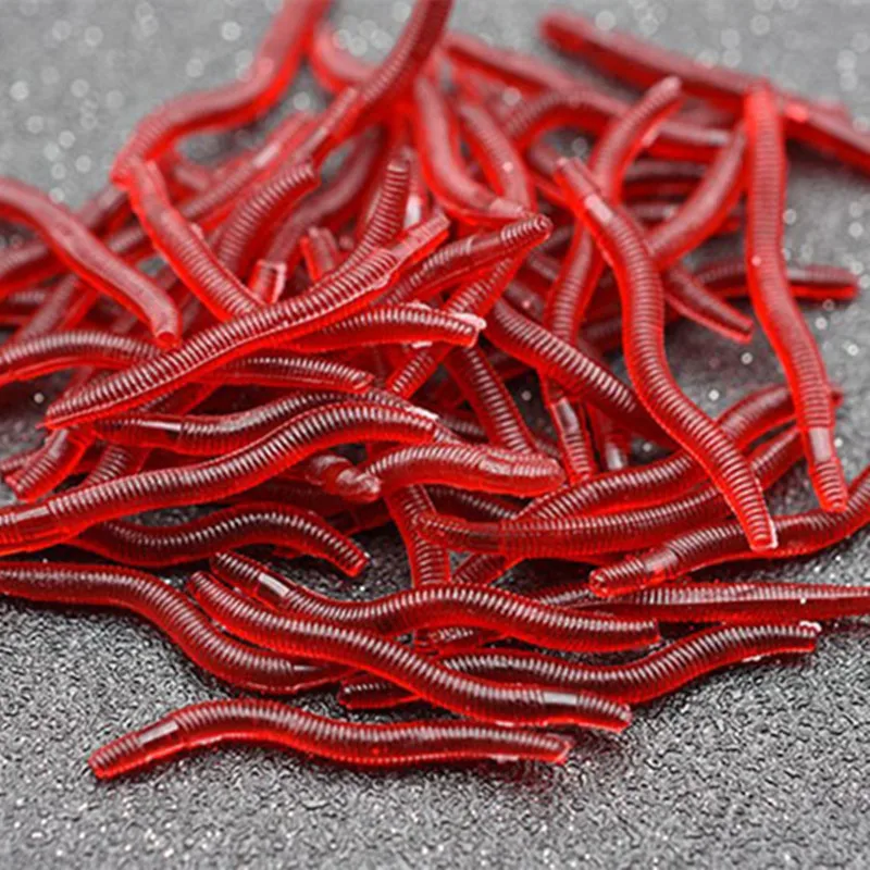 50 шт./лот Мягкая приманка для рыбалки имитация дождевого червя красные черви