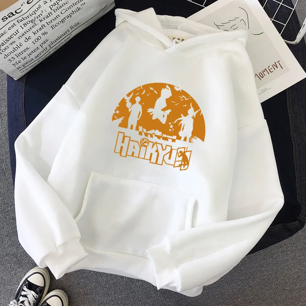 

Hot Sale Haikyuu Karasuno Clothes Female Warm Streetwear High Fleece Pullover String Long Sleeve Graphic Fashion Vintage Hoodies