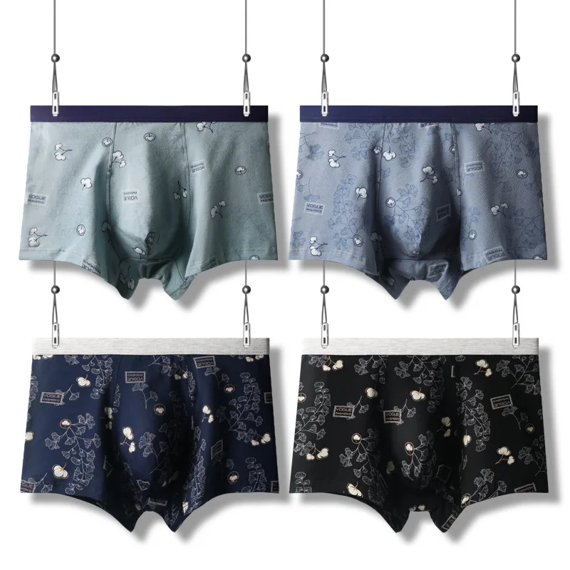4pcs Boxer Shorts Underpants man Men's Panties Men Boxer Underwear Cotton For Male Couple Sexy Set Large Size Lot Soft