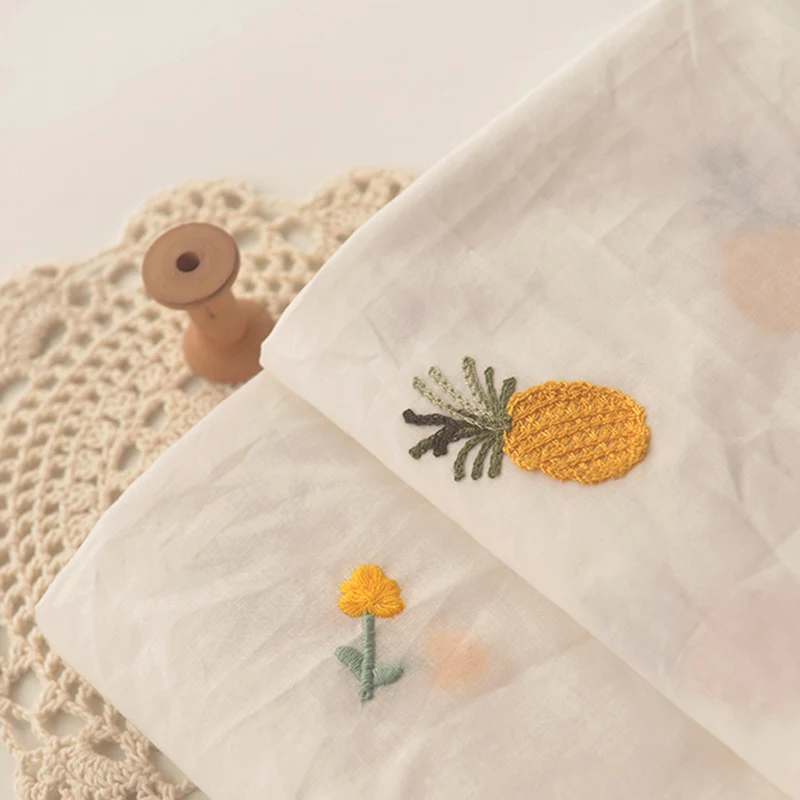 

High quality polyester cotton tissu Flower, pineapple embroidery fabrics Cheongsam garment long skirt pants manual DIY sewing