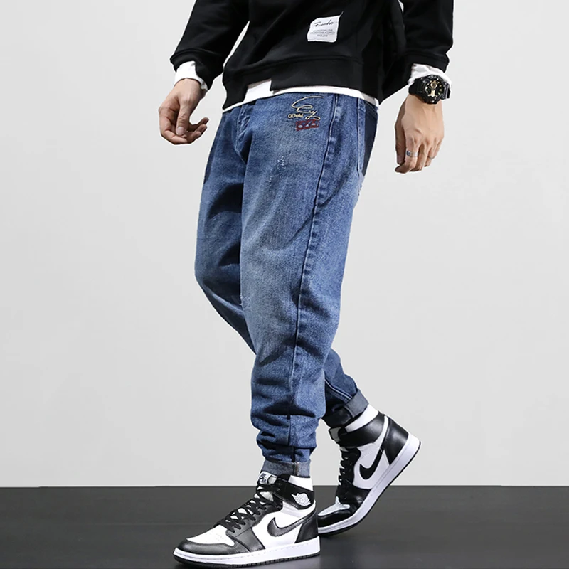 Модные уличные мужские джинсы высокого качества свободные подходят в стиле
