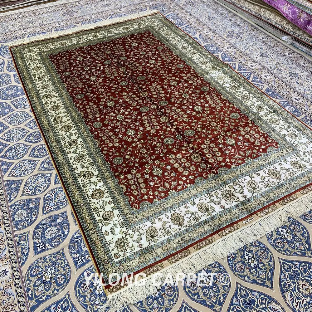 Yilong 5 'x 8' красный купол классический Ковры Ручной Вязки qum Шелковый персидский