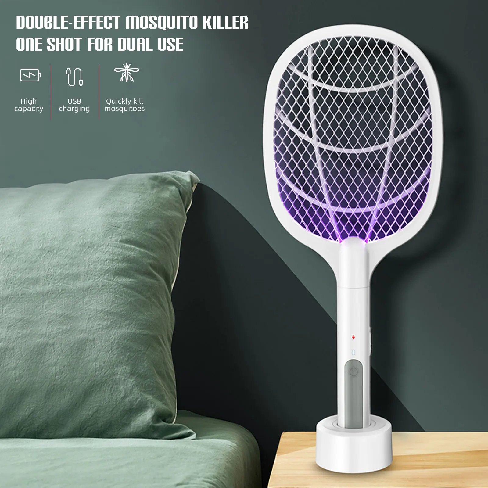 Behogar 2 в 1 мухобойка USB Перезаряжаемые ручной электрическая ловушка для комаров