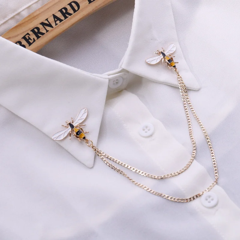

Trendy Fashion Metal Honey Collar Chain Brooch Double-layer Chain Tassel Accessories Clothing All-match Luxurious Atmosphere